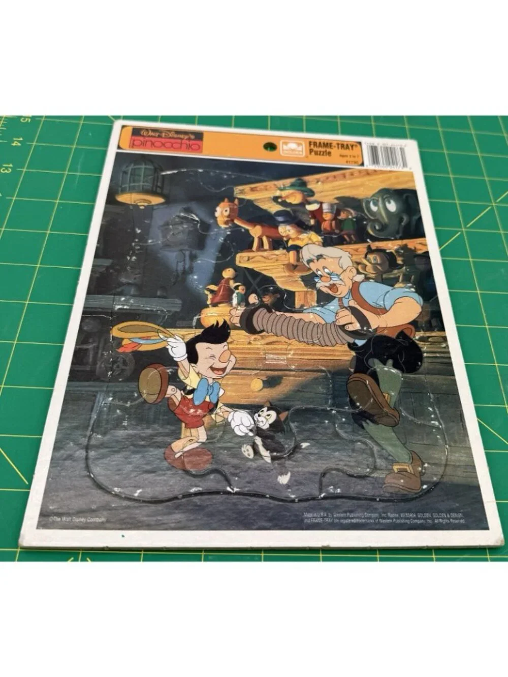 Vintage Disney Pinocchio Pooh And Toot Toot Cardboard Frame Tray Puzzle READ